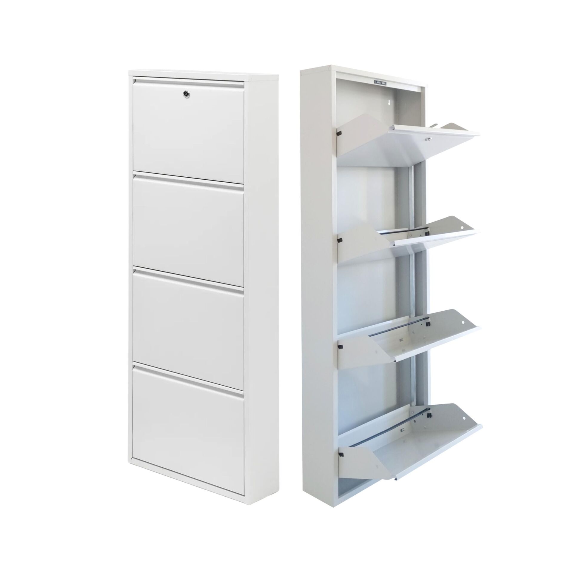 Beyaz Kilitli Metal Ayakkabılık 4'lü