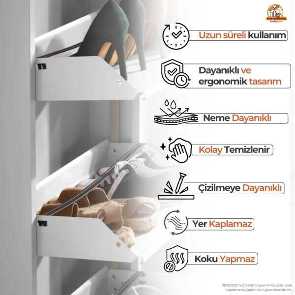 Beyaz Kilitli Metal Ayakkabılık 4'lü