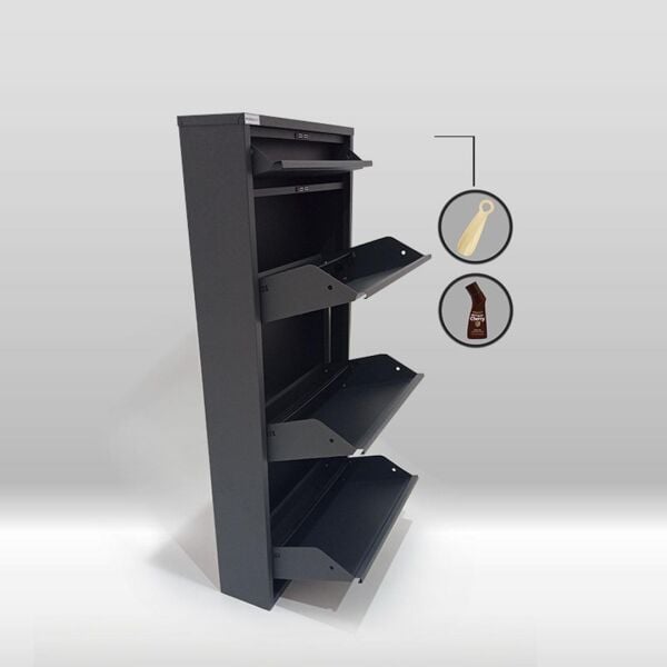 3 + 1 Kapaklı Antrasit Metal Ayakkabılık