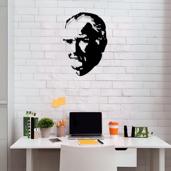 Atatürk Silüeti Lazer Kesim Metal Tablo Tasarım