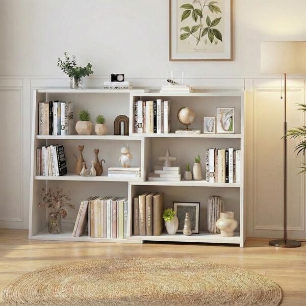3 Katlı Uzatılabilir Raflı Kitaplık Küçük Alanlar veya Köşeler için Merdiven Tipi Alçak Kısa Kitaplık