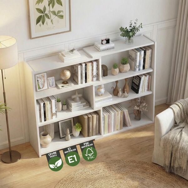 3 Katlı Uzatılabilir Raflı Kitaplık Küçük Alanlar veya Köşeler için Merdiven Tipi Alçak Kısa Kitaplık