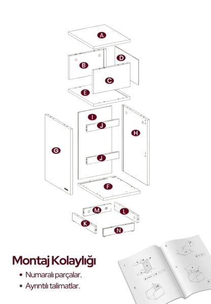 Alve Dar Komodin – 2 Çekmeceli, Değiştirilebilir Açık Bölmeli Yan Sehpa Yatak Odası & Oturma Odası Minimal Tasarım Beyaz