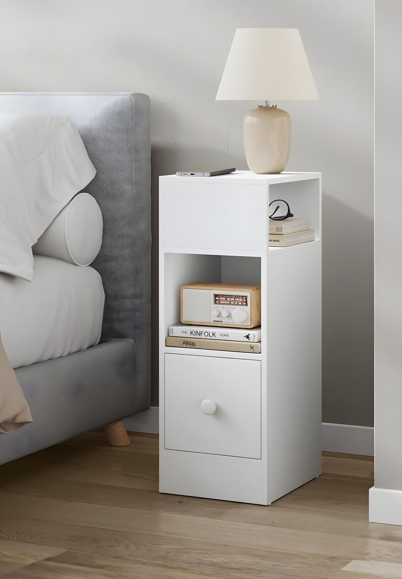 Mia Dar Komodin – Çekmeceli, Değiştirilebilir Açık Bölmeli Komodin, Yan Sehpa