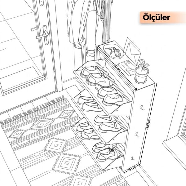 Oval Kenarlı 3'lü Metal Ayakkabılık