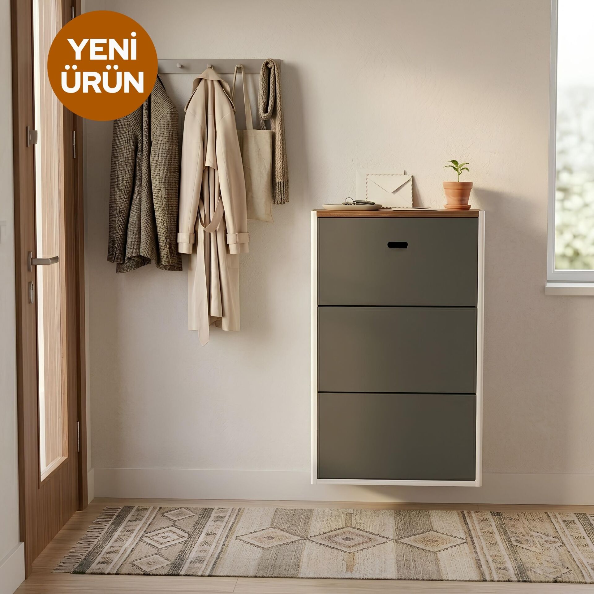 Cabsette Oval Kenarlı 3'lü Metal Ayakkabılık