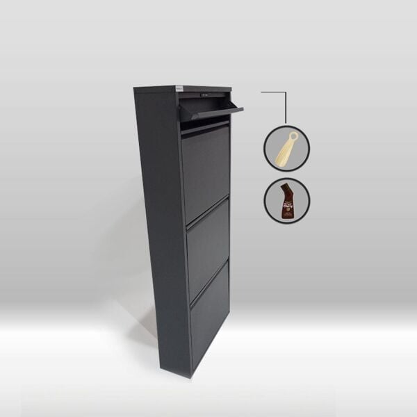 3 + 1 Kapaklı Metal Ayakkabılık Antrasit