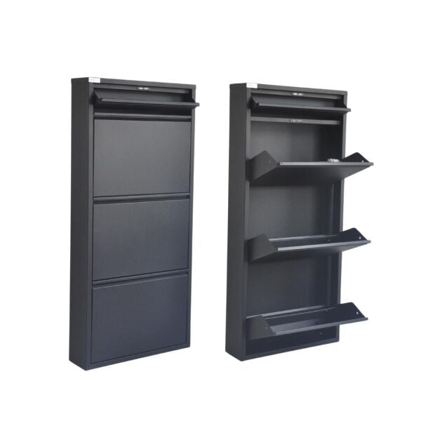 3 + 1 Kapaklı Metal Ayakkabılık Antrasit