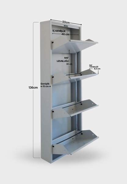 Gri Metal Ayakkabılık 4'lü