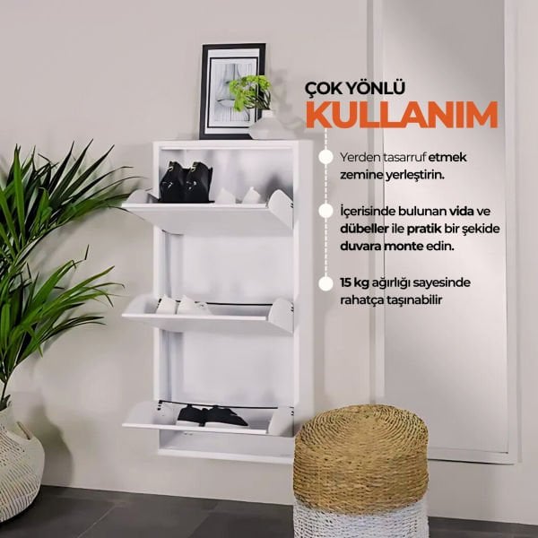 Beyaz Metal Ayakkabılık 3’lü
