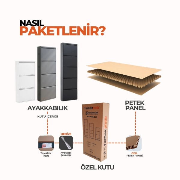 Beyaz Metal Ayakkabılık 3’lü