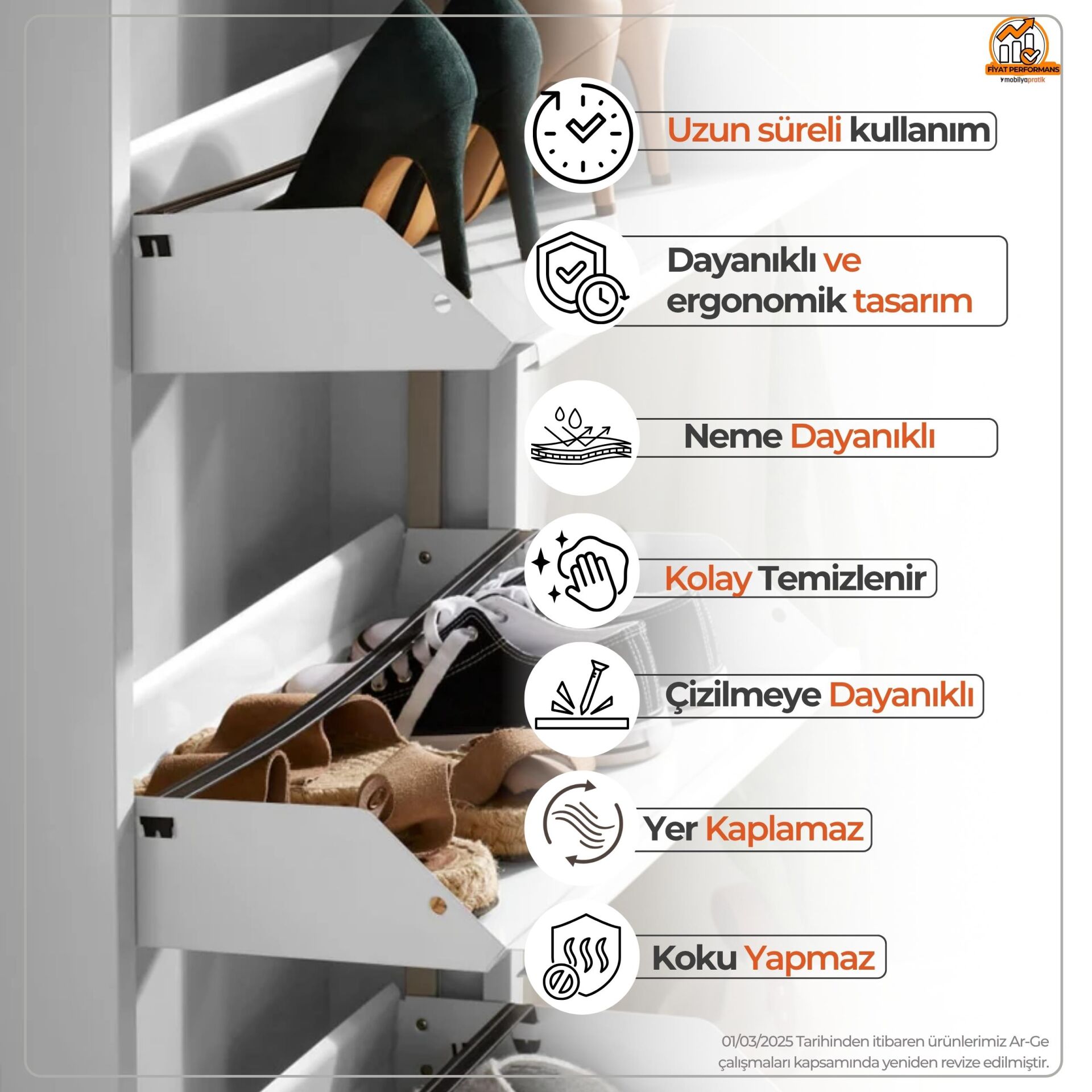 Beyaz Metal Ayakkabılık 5'li