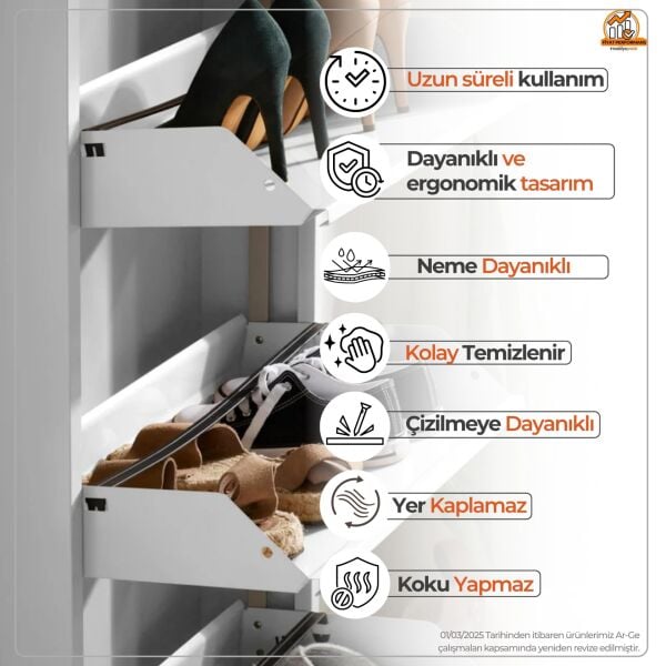 Beyaz Metal Ayakkabılık 5'li