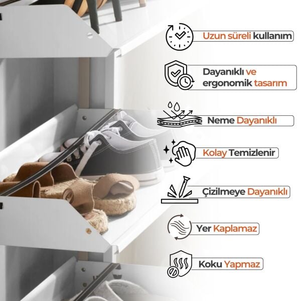 Beyaz Metal Ayakkabılık 5'li