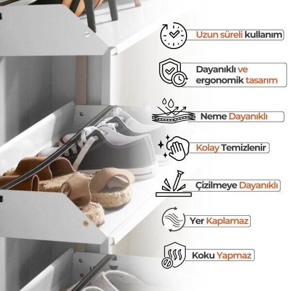 Beyaz Metal Ayakkabılık 5'li
