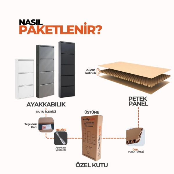 Beyaz Metal Ayakkabılık 5'li