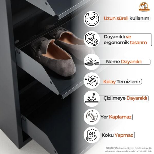 Antrasit Metal Ayakkabılık 4'lü