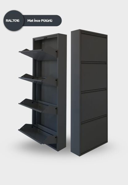 Antrasit Metal Ayakkabılık 4'lü