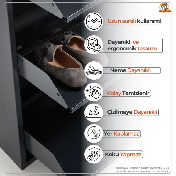 Antrasit Metal Ayakkabılık 5'li