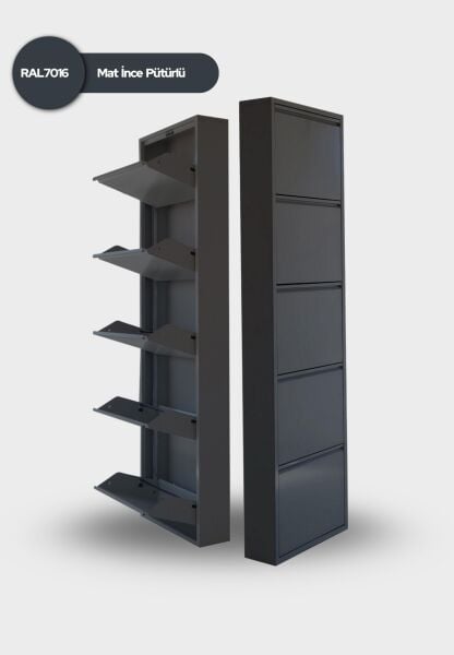 Antrasit Metal Ayakkabılık 5'li