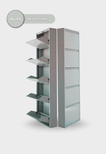 Gri Metal Ayakkabılık 5'li