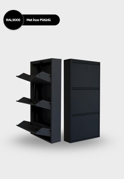 Siyah Metal Ayakkabılık 3’lü