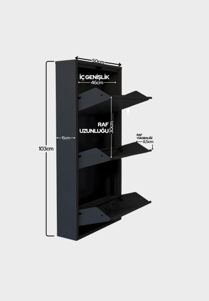 Siyah Metal Ayakkabılık 3’lü