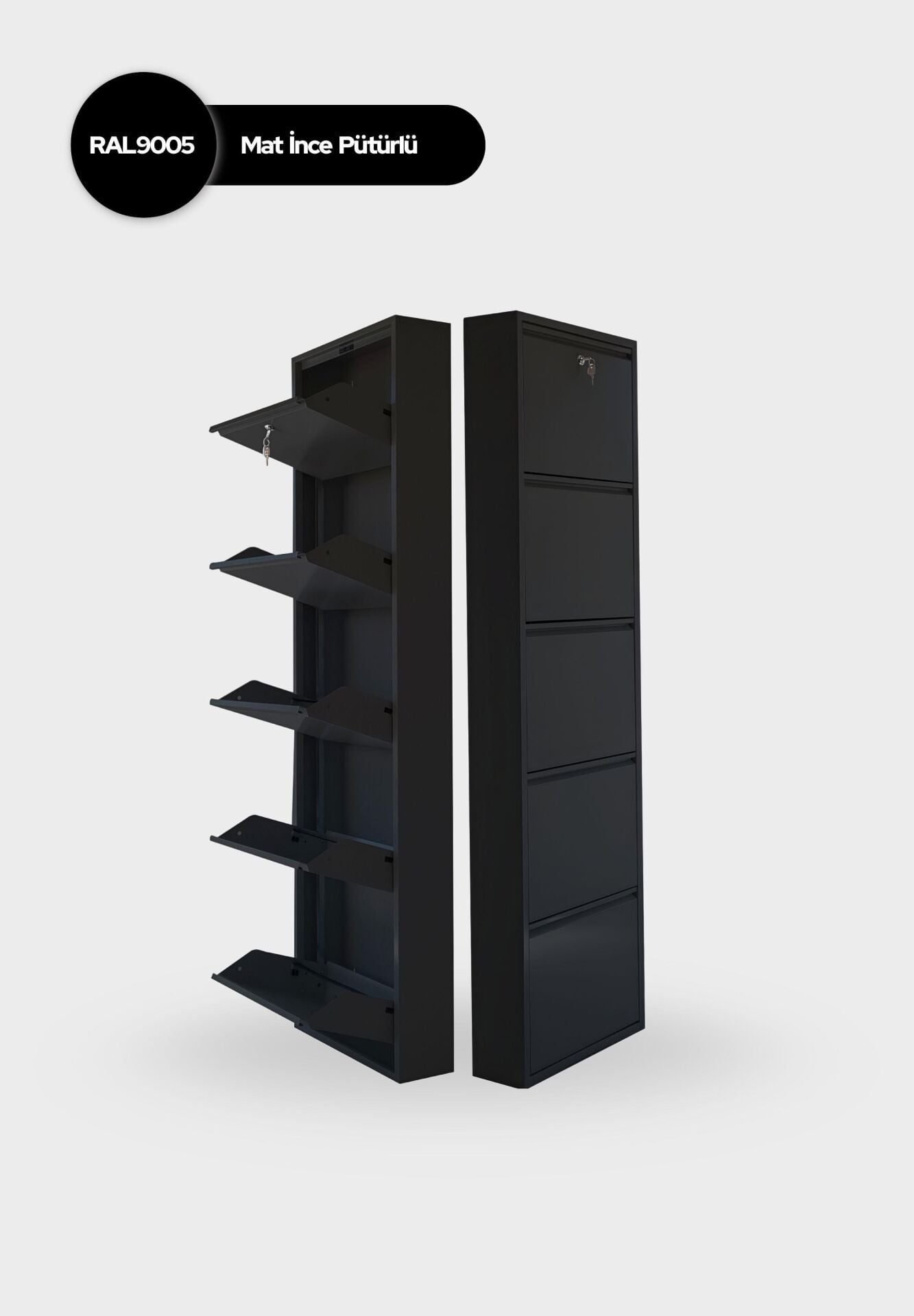 Siyah Kilitli Metal Ayakkabılık 5'li