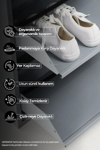 Gri Kilitli Metal Ayakkabılık 3’lü
