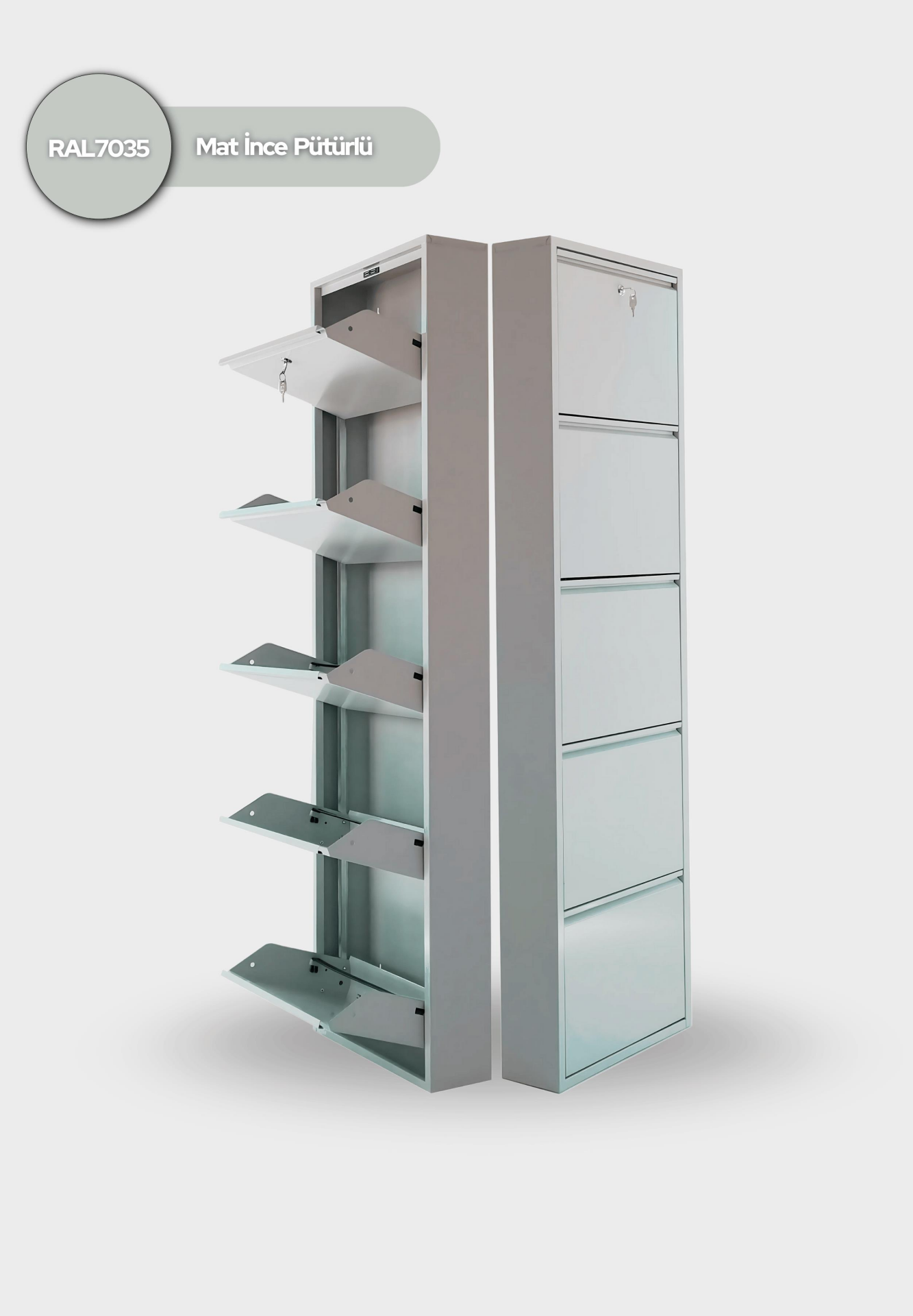 Gri Kilitli Metal Ayakkabılık 5'li