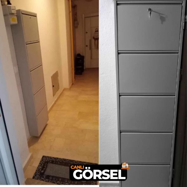 Gri Kilitli Metal Ayakkabılık 5'li