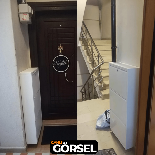 Beyaz Kilitli Metal Ayakkabılık 3’lü
