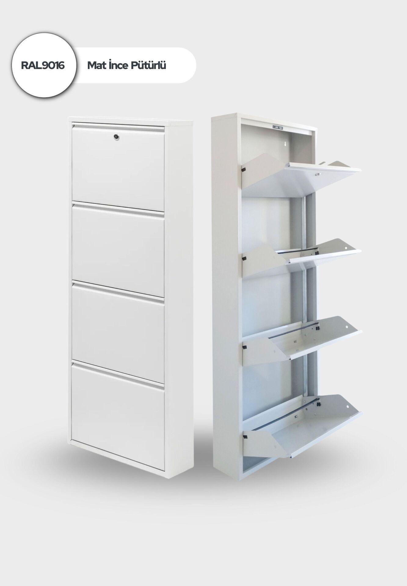 Beyaz Kilitli Metal Ayakkabılık 4'lü