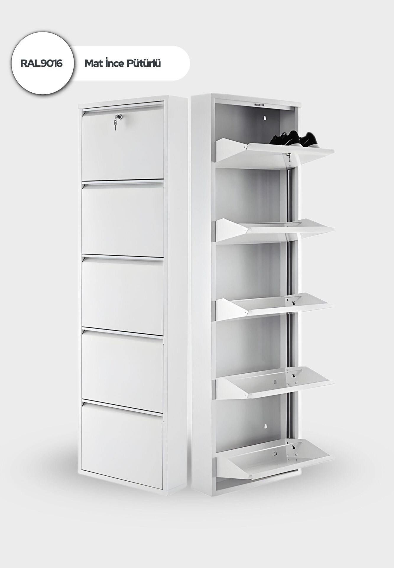 Beyaz Kilitli Metal Ayakkabılık 5'li