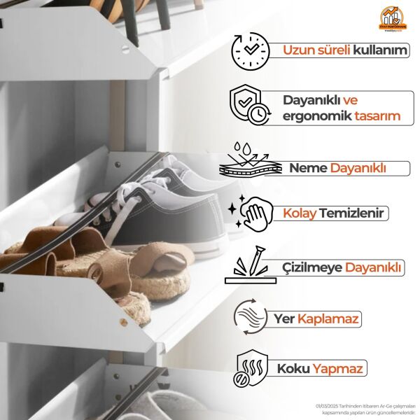 Beyaz Kilitli Metal Ayakkabılık 5'li