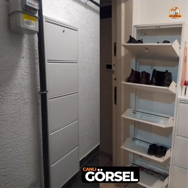 Beyaz Kilitli Metal Ayakkabılık 5'li
