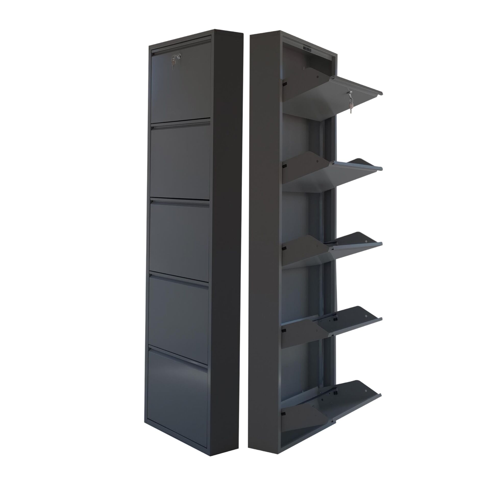 Antrasit Kilitli Metal Ayakkabılık 5'li