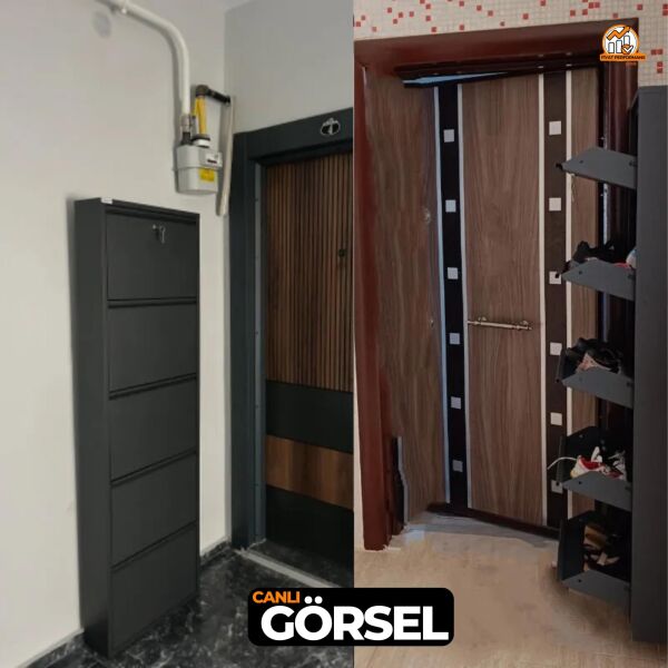 Antrasit Kilitli Metal Ayakkabılık 5'li
