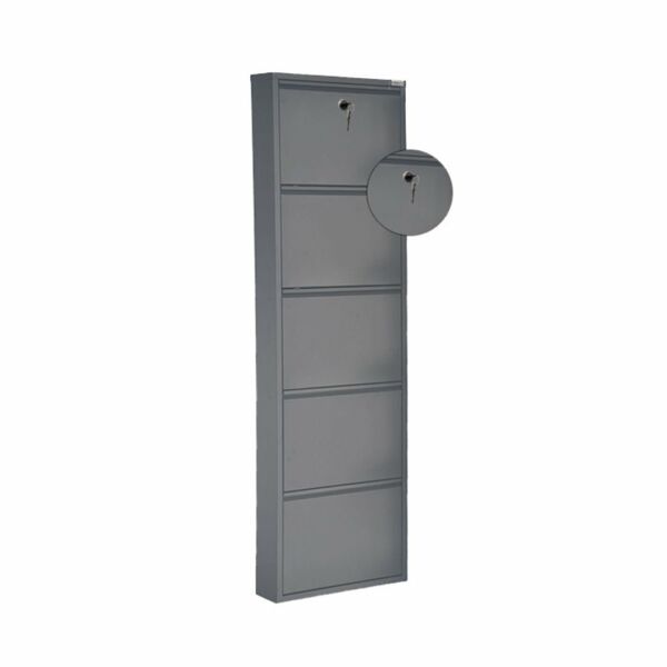 Antrasit Kilitli Metal Ayakkabılık 5'li