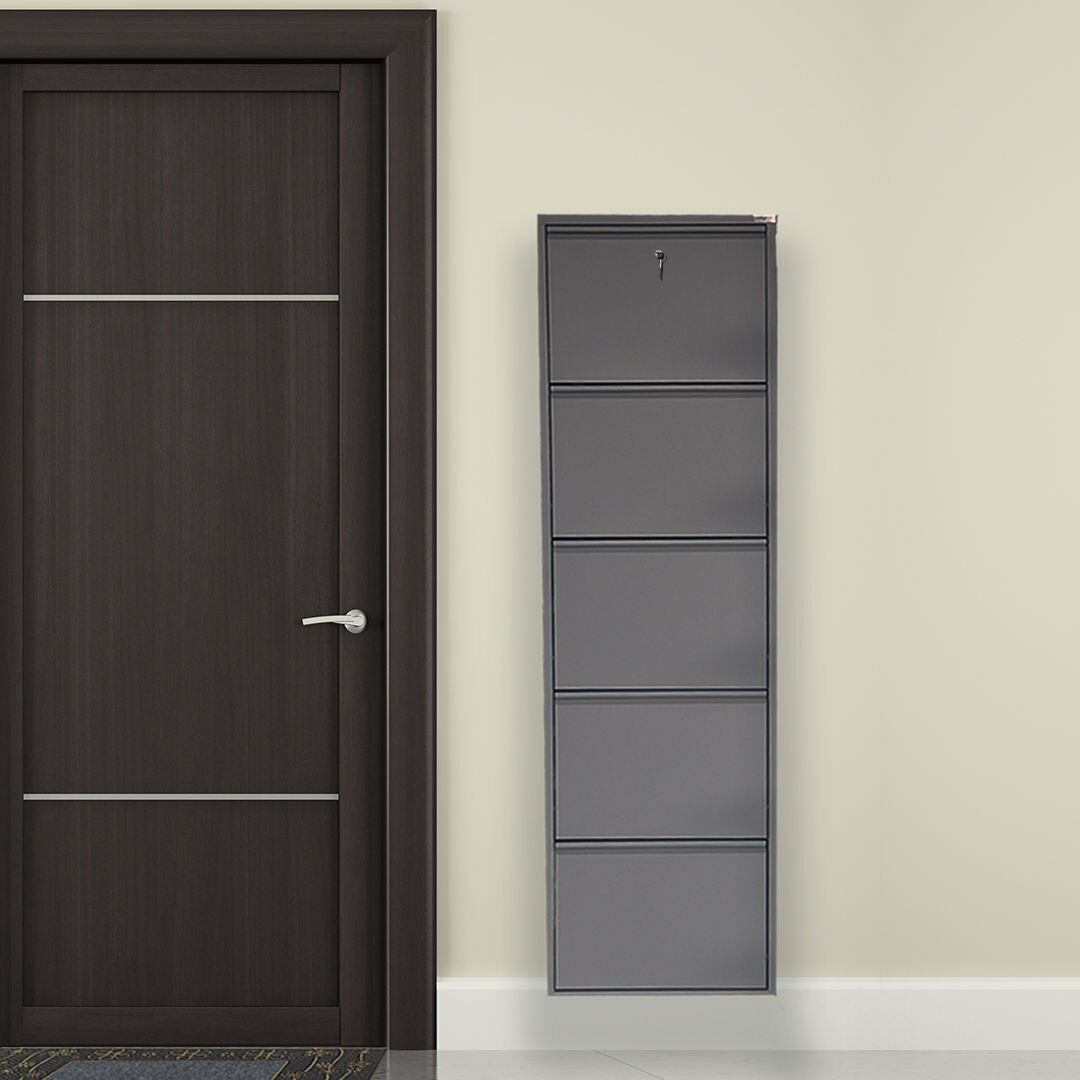 Antrasit Kilitli Metal Ayakkabılık 5'li